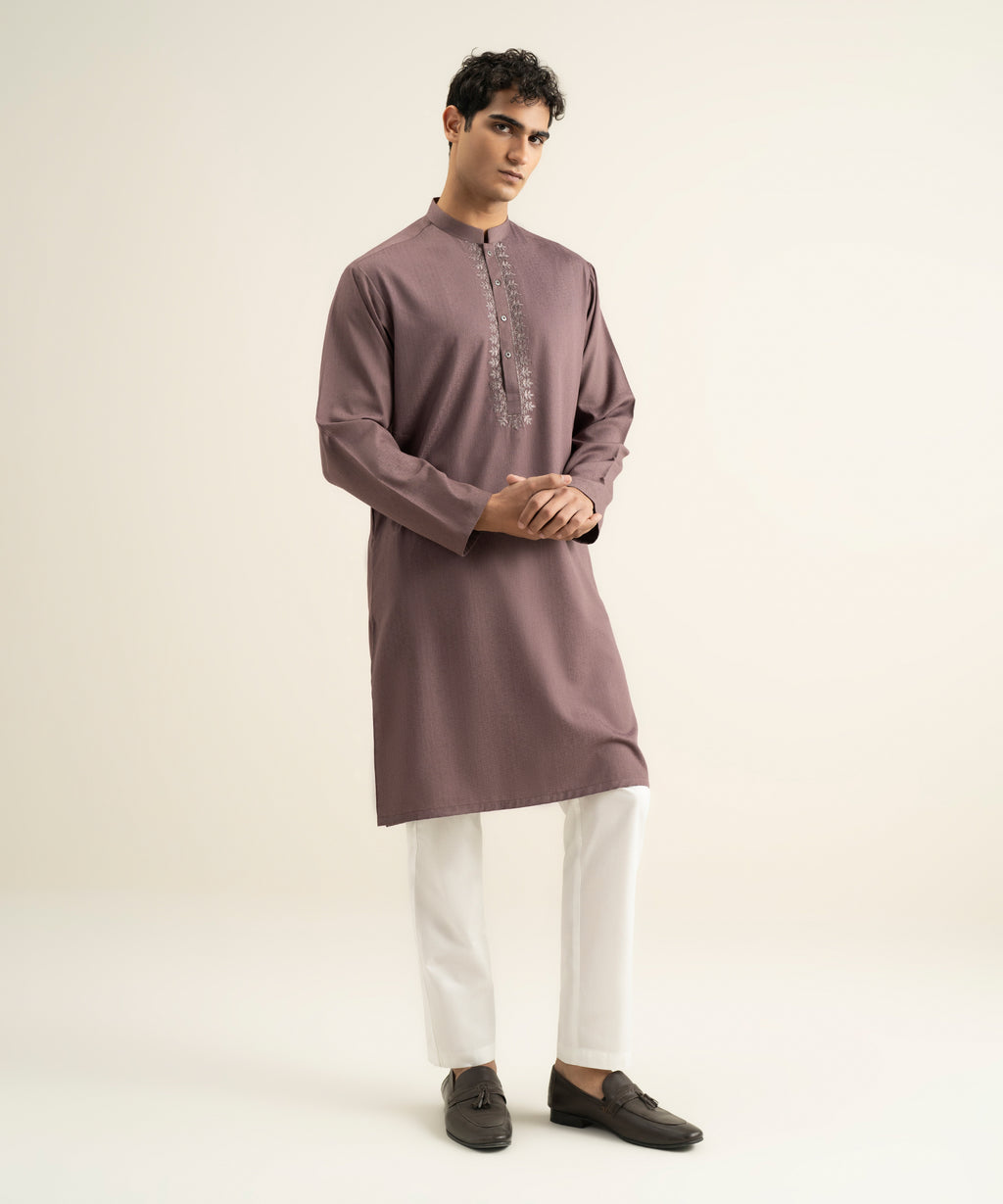 Embroidered Jacquard Kurta