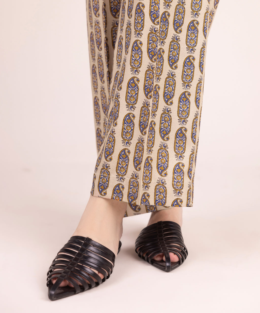 Printed Dobby Straight Pants