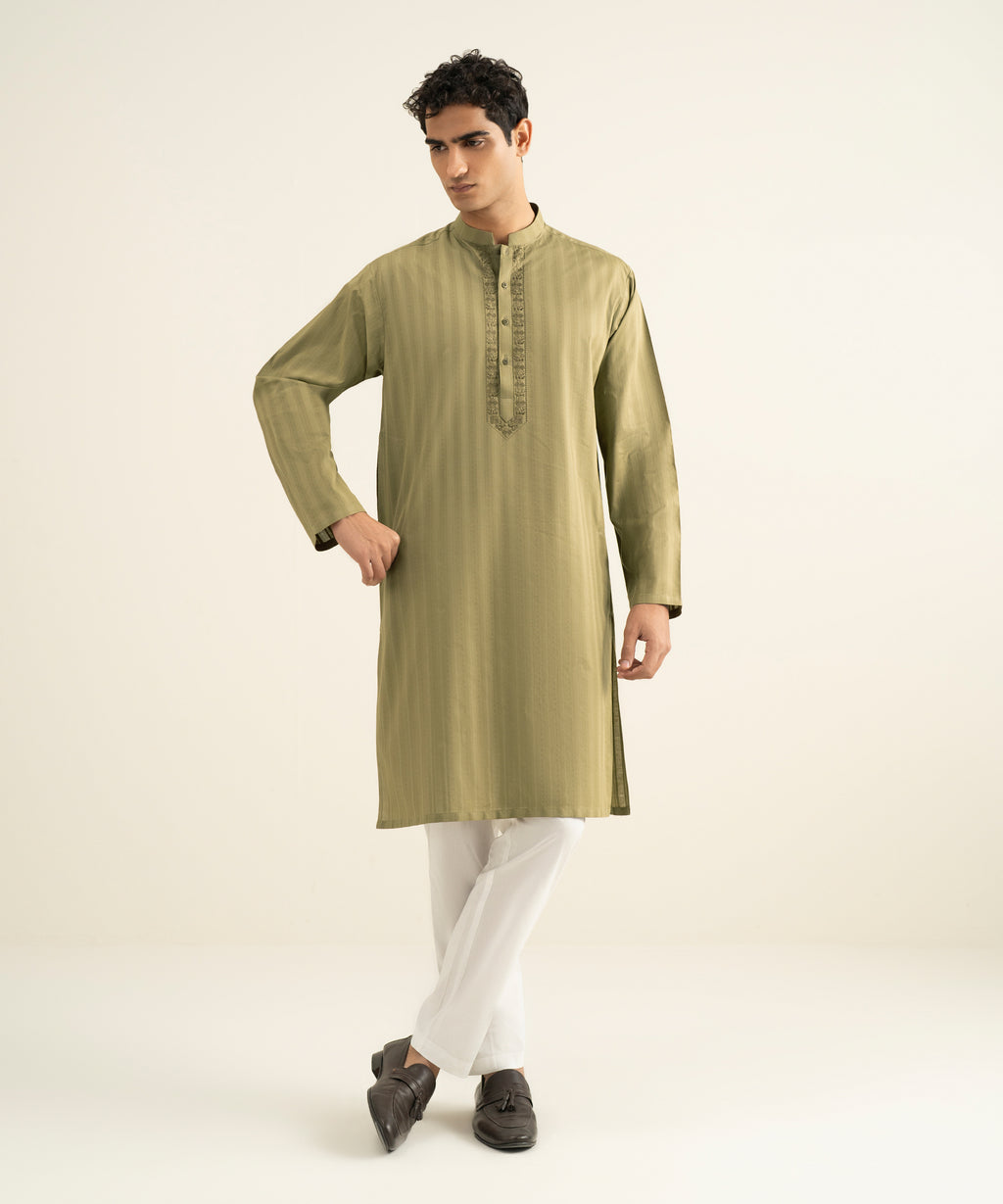 Embroidered Jacquard Kurta