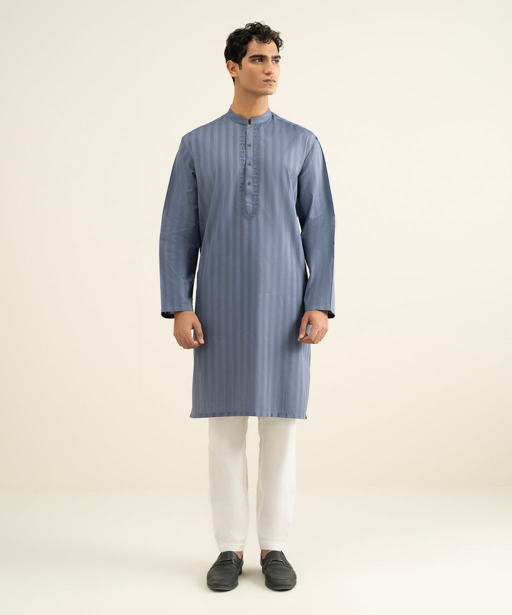 Embroidered Jacquard Kurta