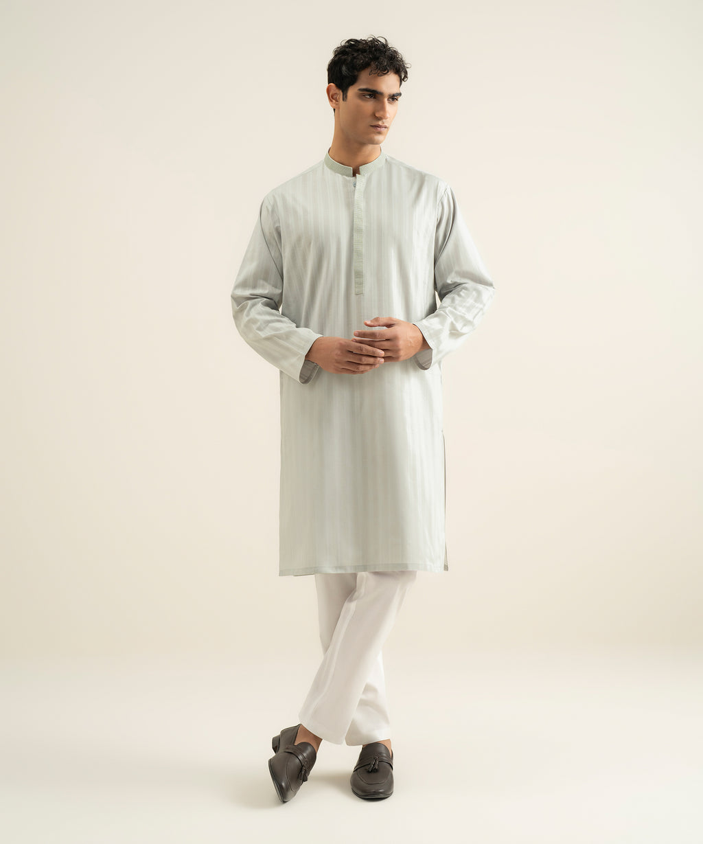 Embroidered Jacquard Kurta