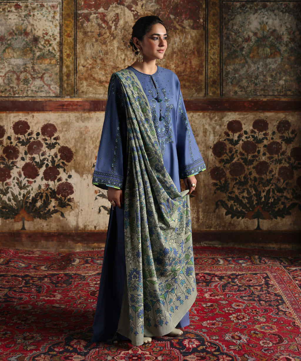 2 Piece - Embroidered Cotton Suit