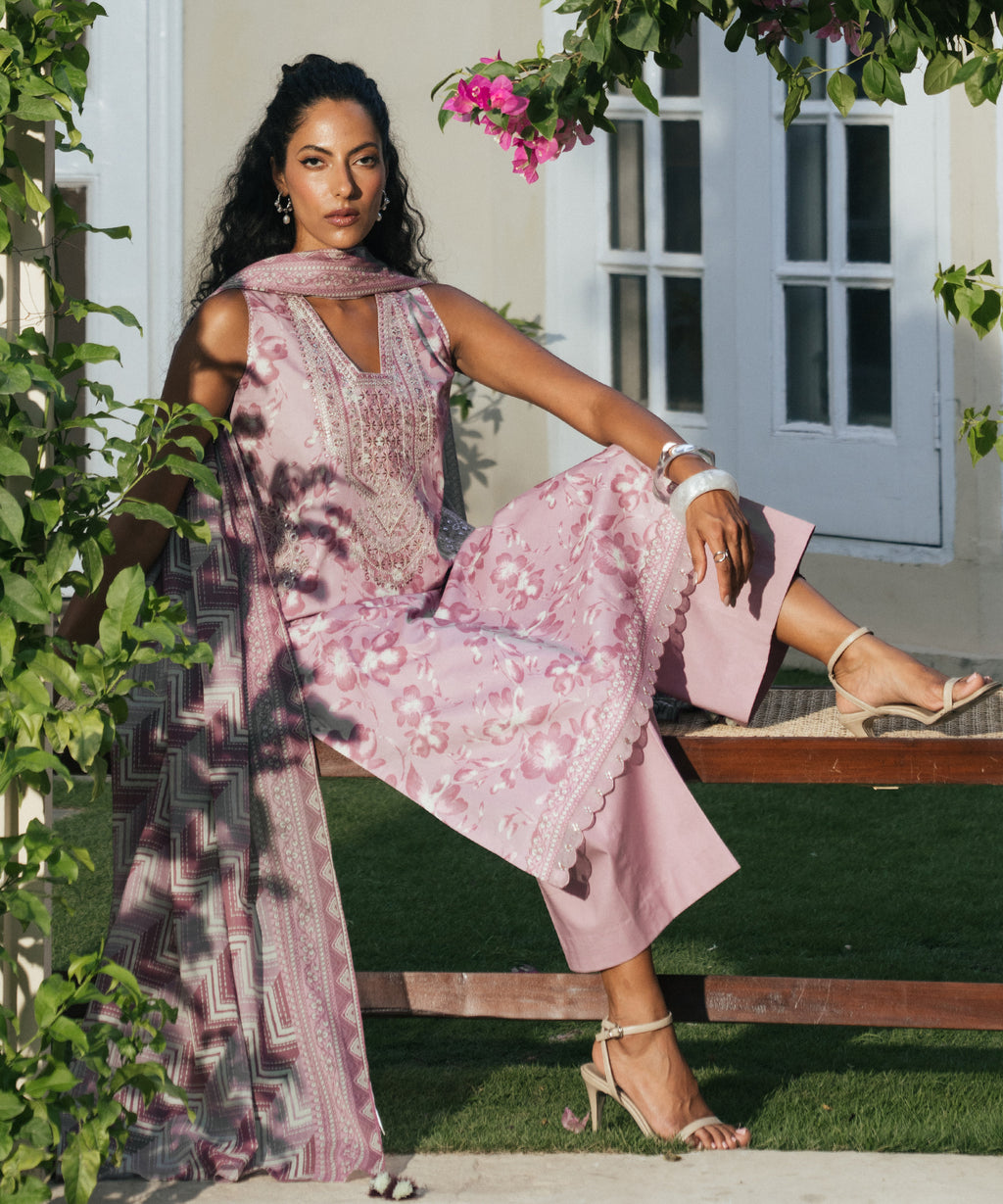 3 Piece - Embroidered Lawn Suit - PURPLE
