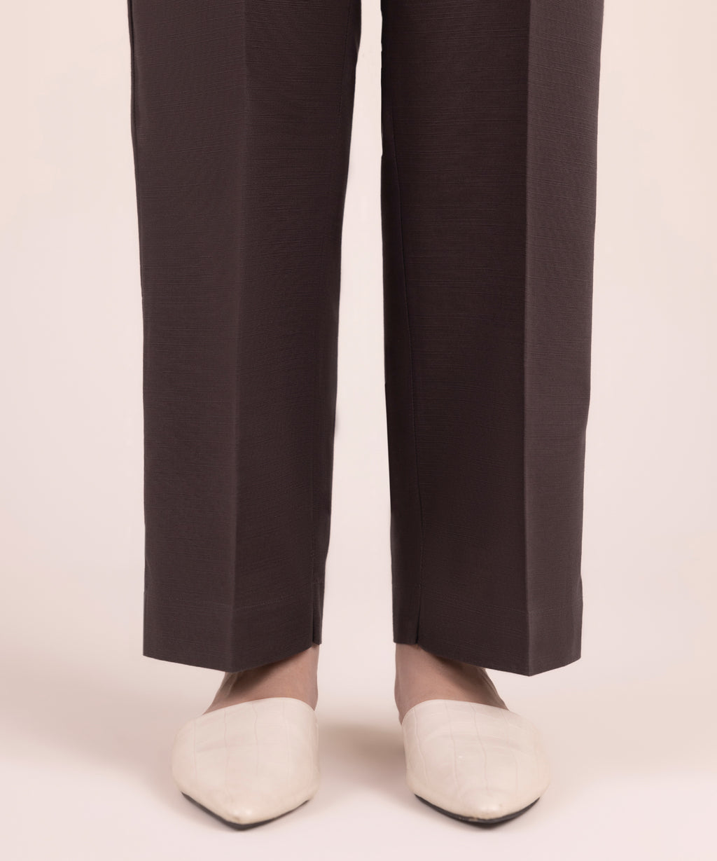 Solid Cotton Straight Pants