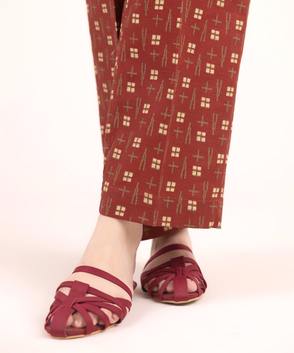 Printed Cotton Straight Pants