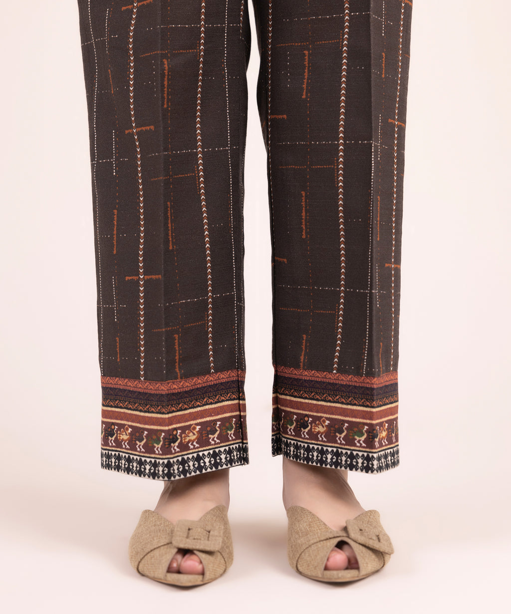 Printed Cotton Straight Pants