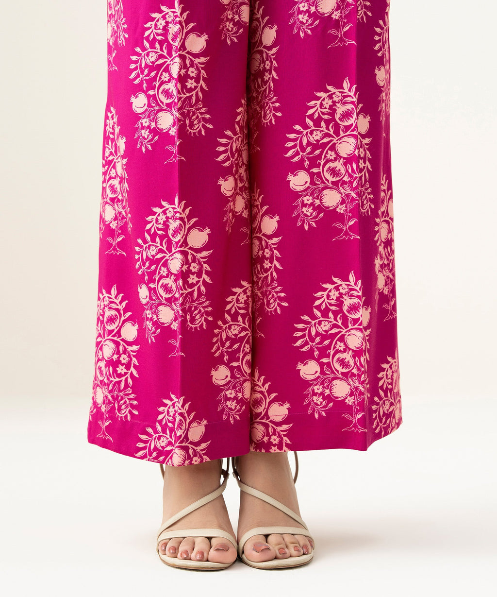 Printed Linen Flared Pants