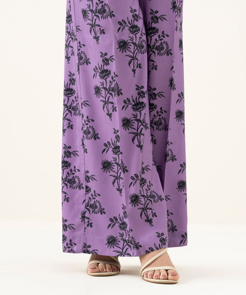 Printed Linen Flared Pants