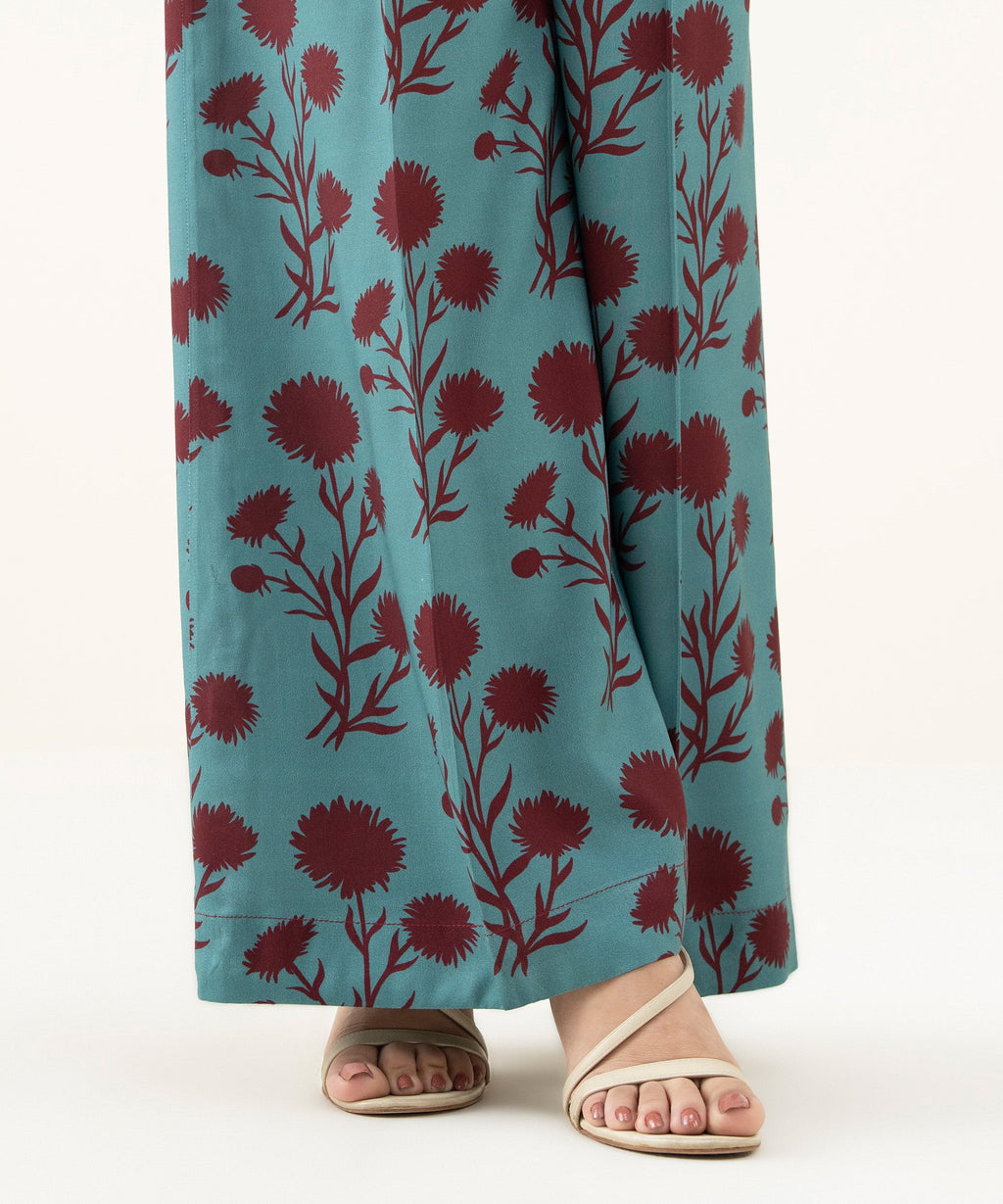 Printed Linen Flared Pants