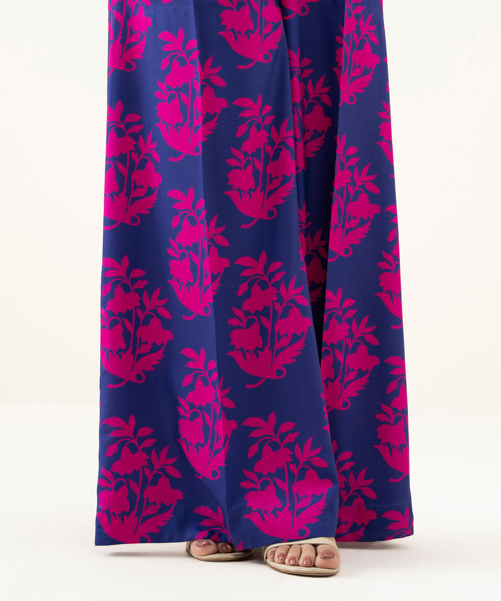 Printed Linen Flared Pants