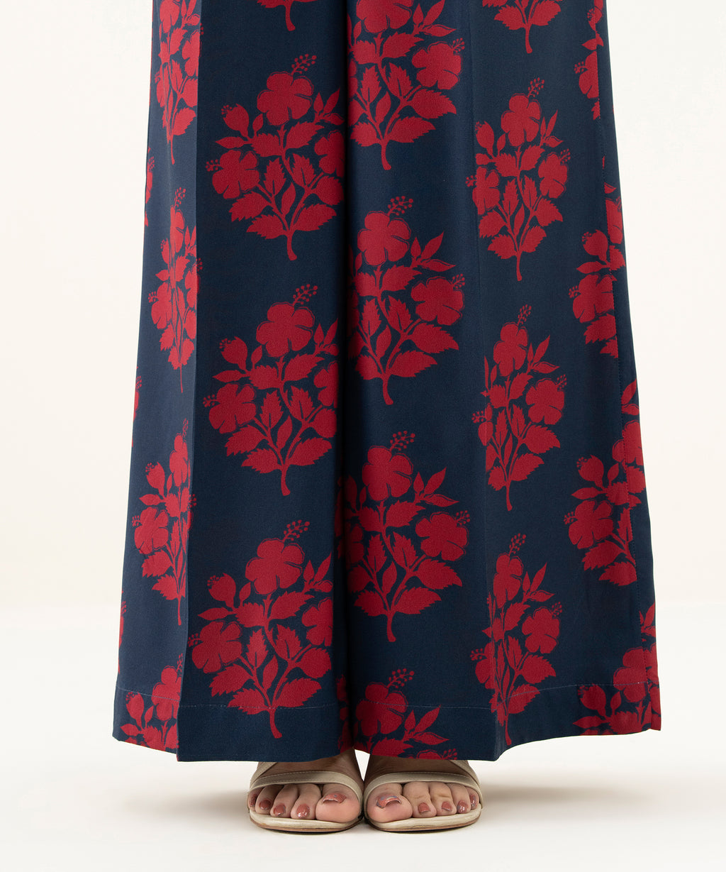 Printed Linen Flared Pants