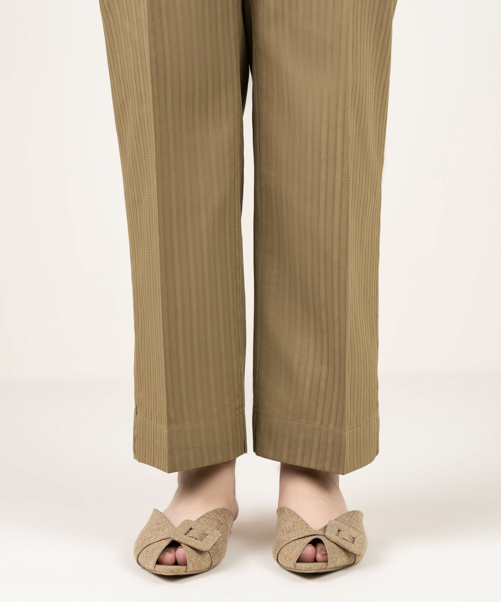 Solid Dobby Straight Pants