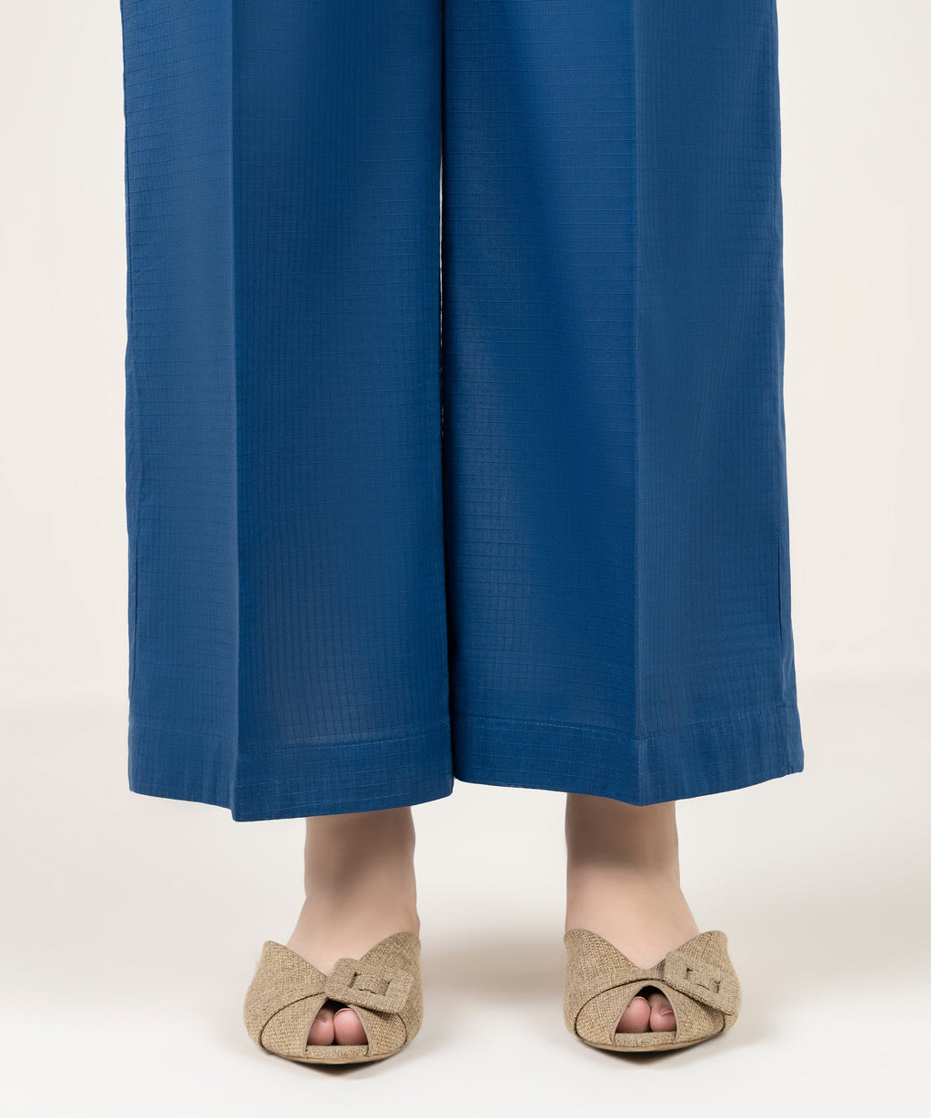 Women's RTW Dobby Solid Blue Culottes