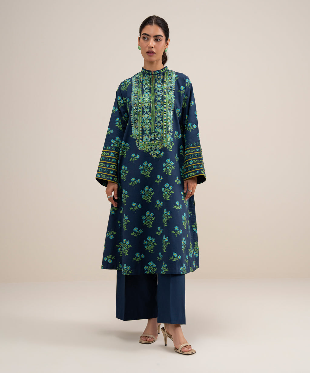 2 Piece - Embroidered Lawn Suit - NAVY BLUE