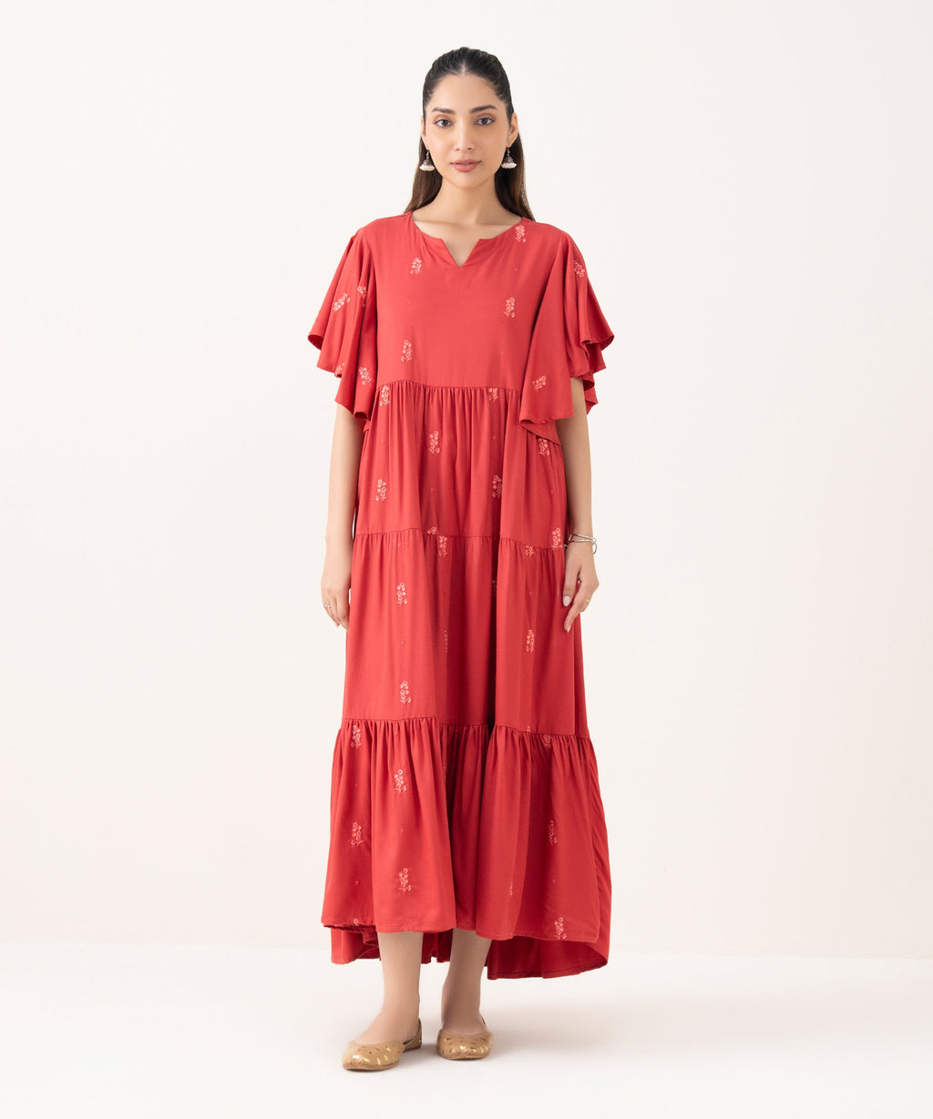 Embroidered Cambric Tier Dress