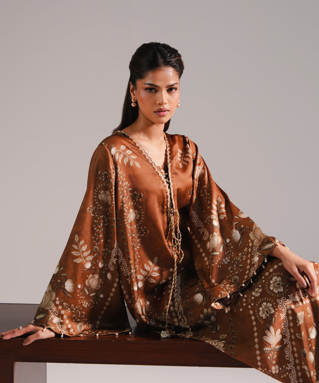 2 Piece - Printed Silk Suit