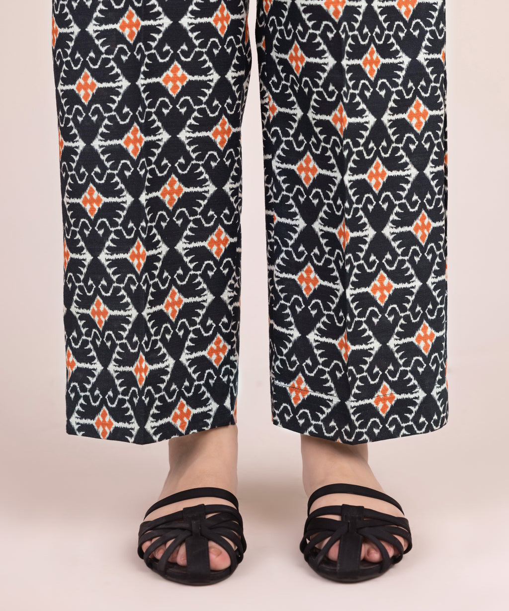 Printed Cotton Straight Pants