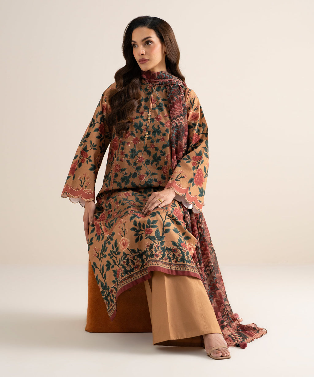 3 Piece - Printed Cotton Suit