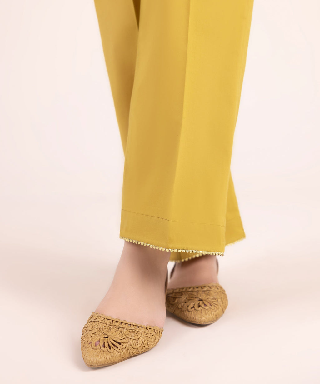 Women's RTW Multineps Solid Mustard Straight Pants