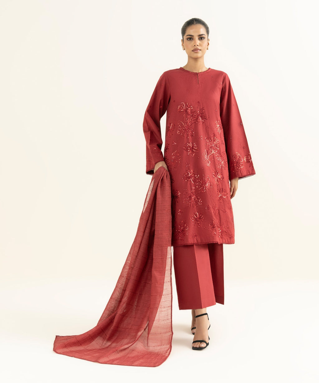 Manaar Solid Red Dupatta