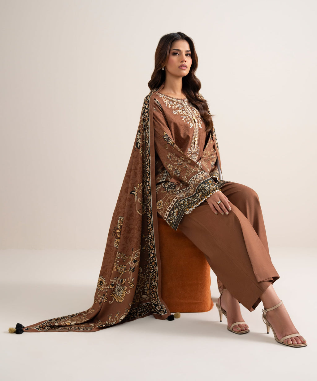 3 Piece - Embroidered Cotton Viscose Suit