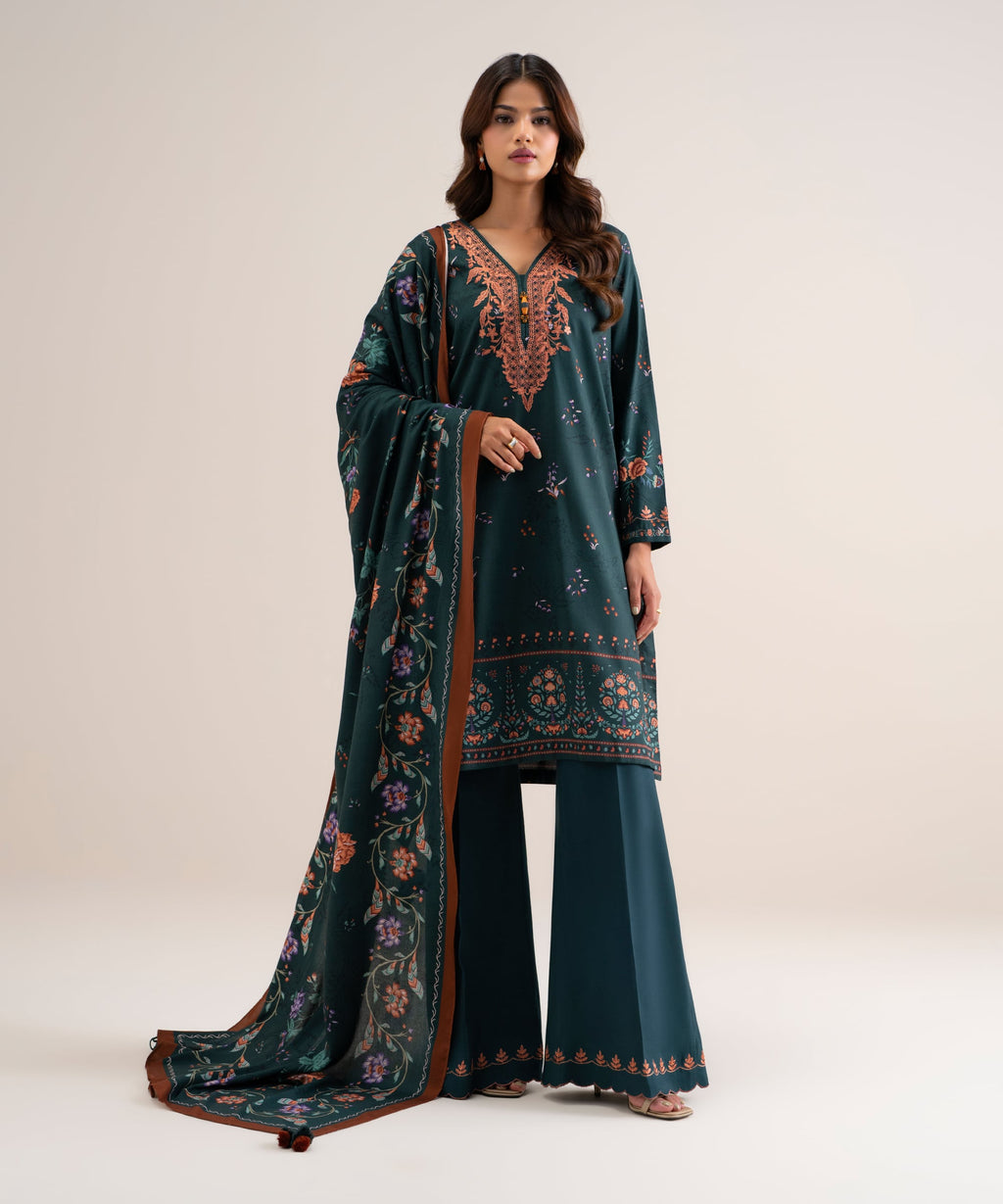 3 Piece - Embroidered Cotton Viscose Suit
