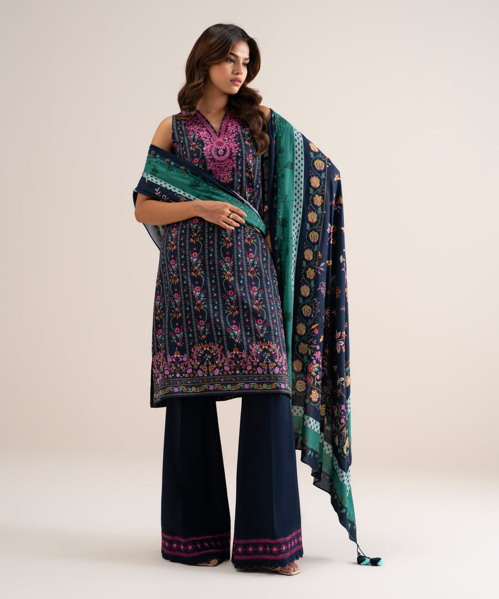 3 Piece - Embroidered Cotton Viscose Suit