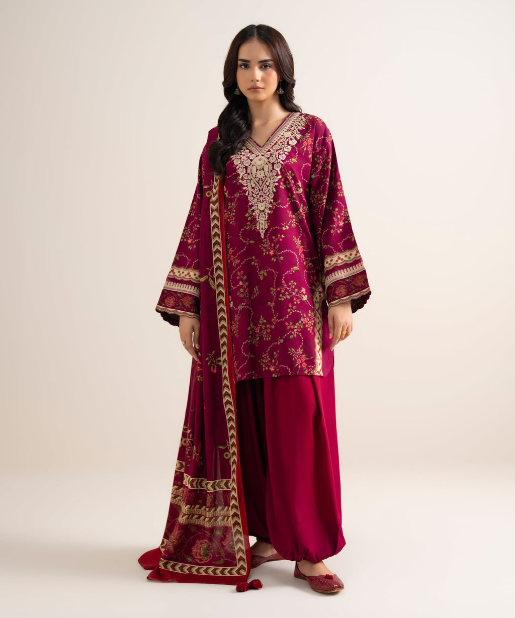3 Piece - Embroidered Cotton Viscose Suit