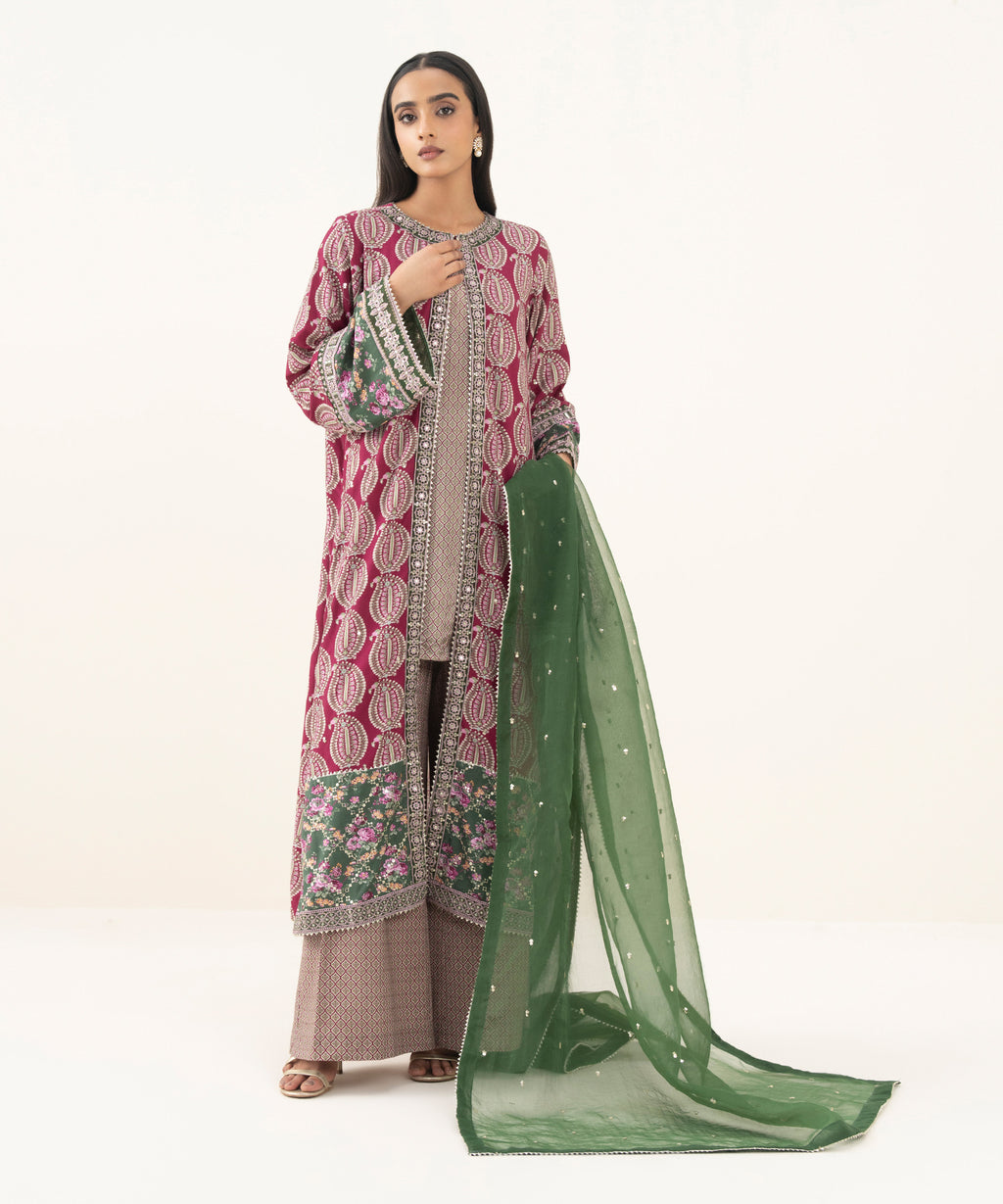 3 Piece - Embroidered Viscose Suit