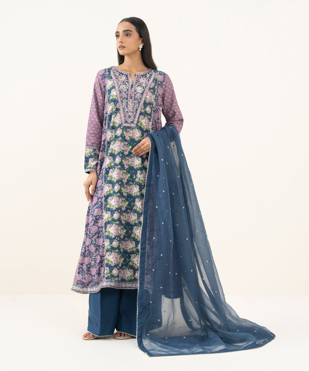 3 Piece - Embroidered Viscose Suit