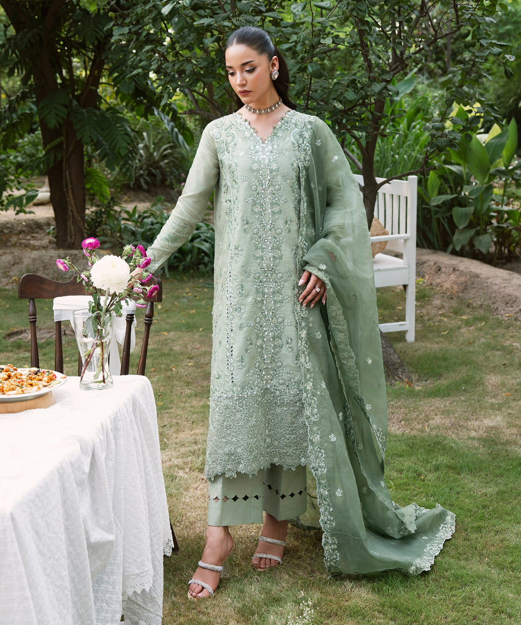 3 Piece - Embroidered Raw Silk Suit
