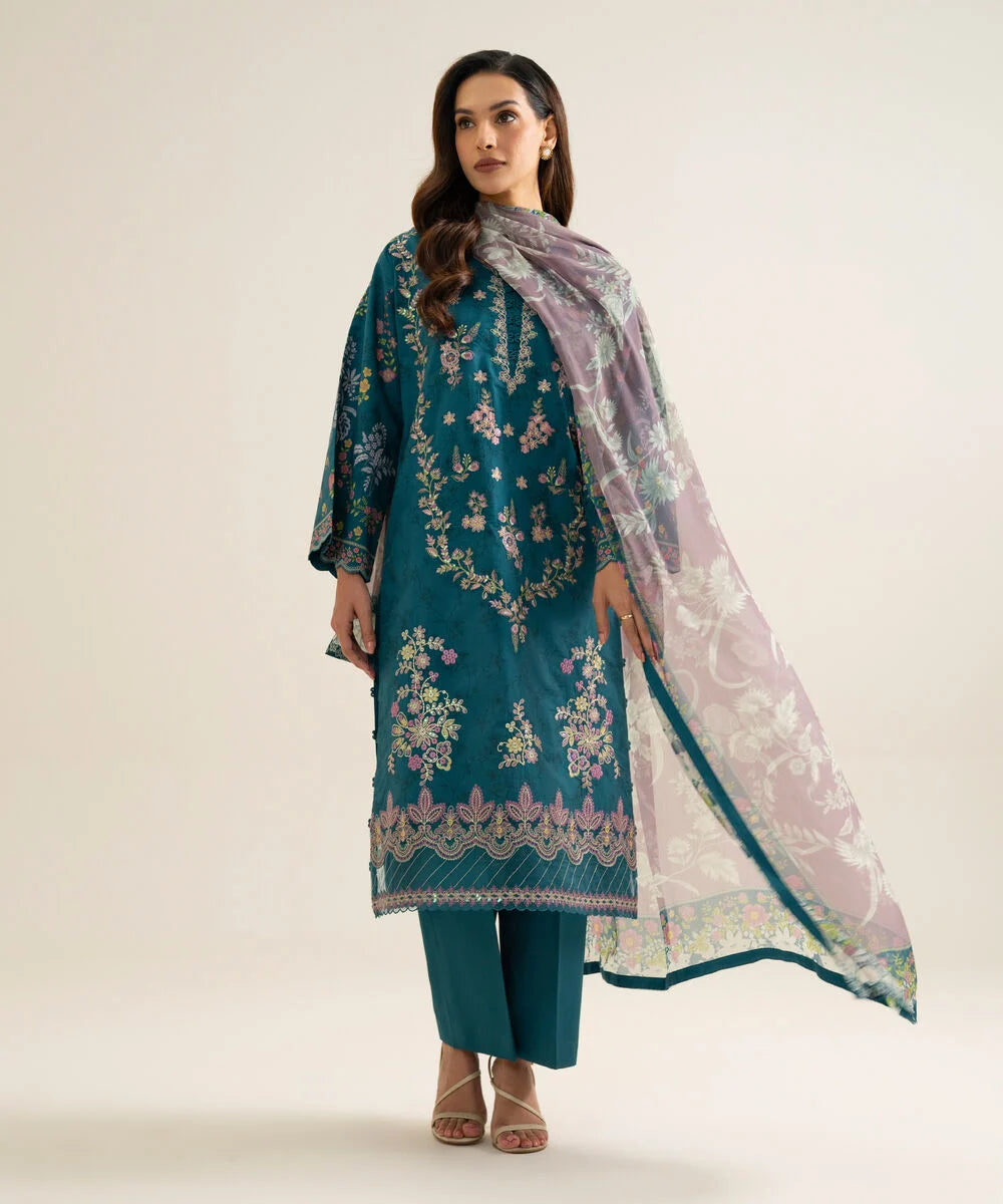 3 Piece - Embroidered Cotton Suit