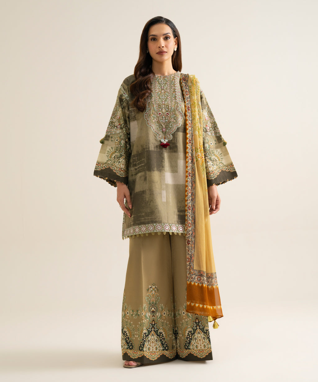 3 Piece - Embroidered Cotton Suit