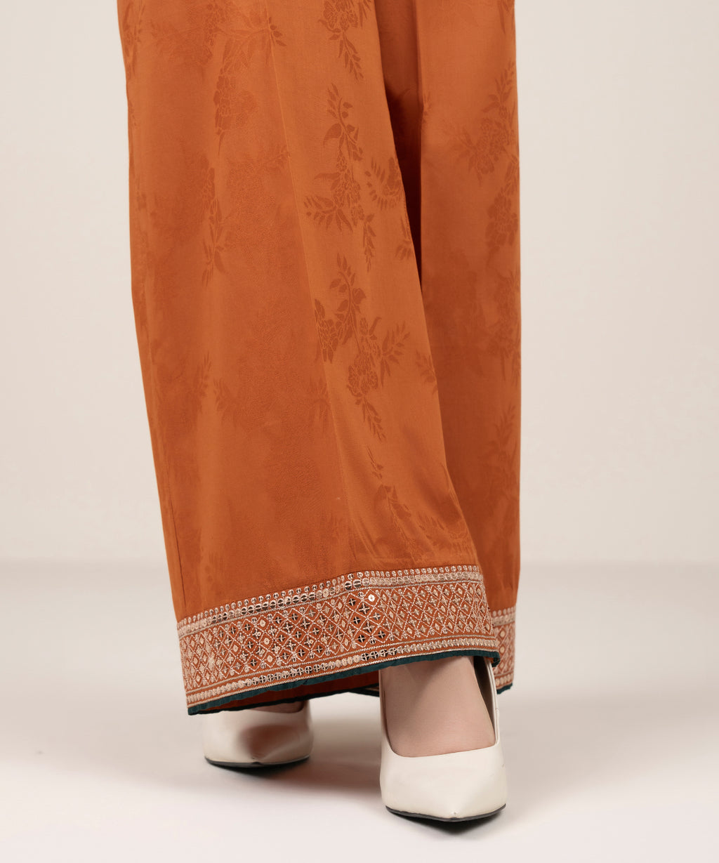 Embroidered Jacquard Flared Pants