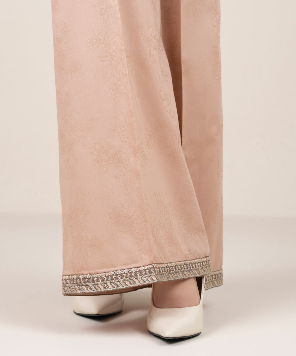 Embroidered Jacquard Flared Pants