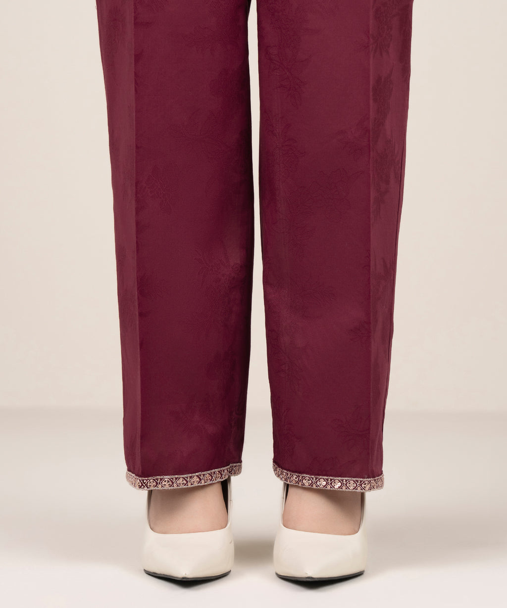 Embroidered Jacquard Straight Pants
