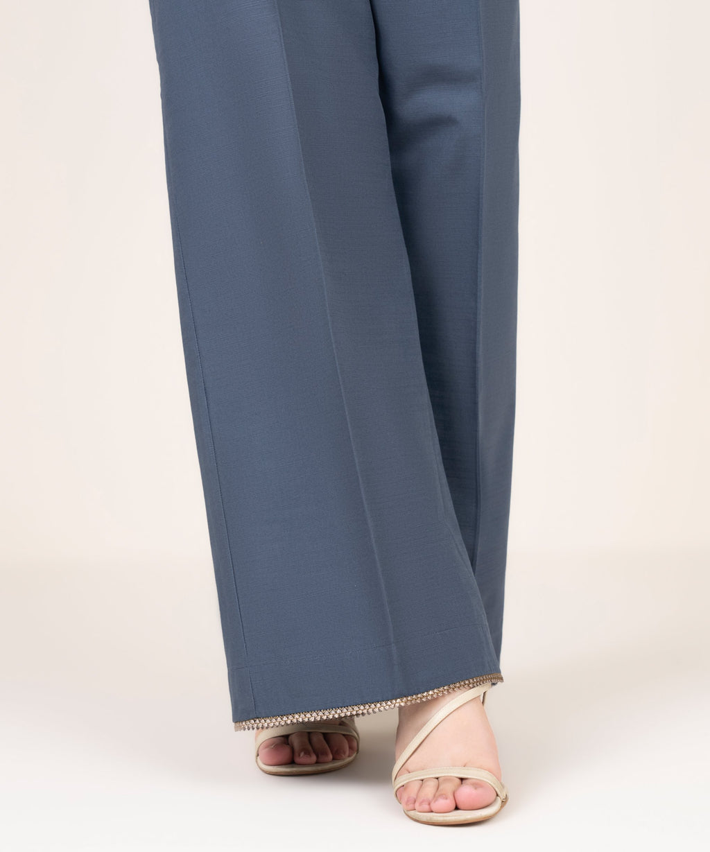 Solid Cotton Flared Pants