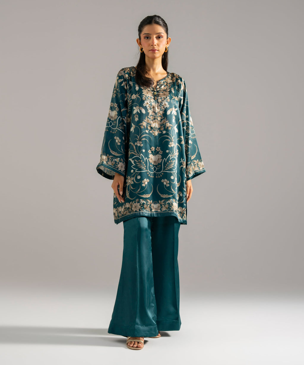 2 Piece - Printed Satin Suit