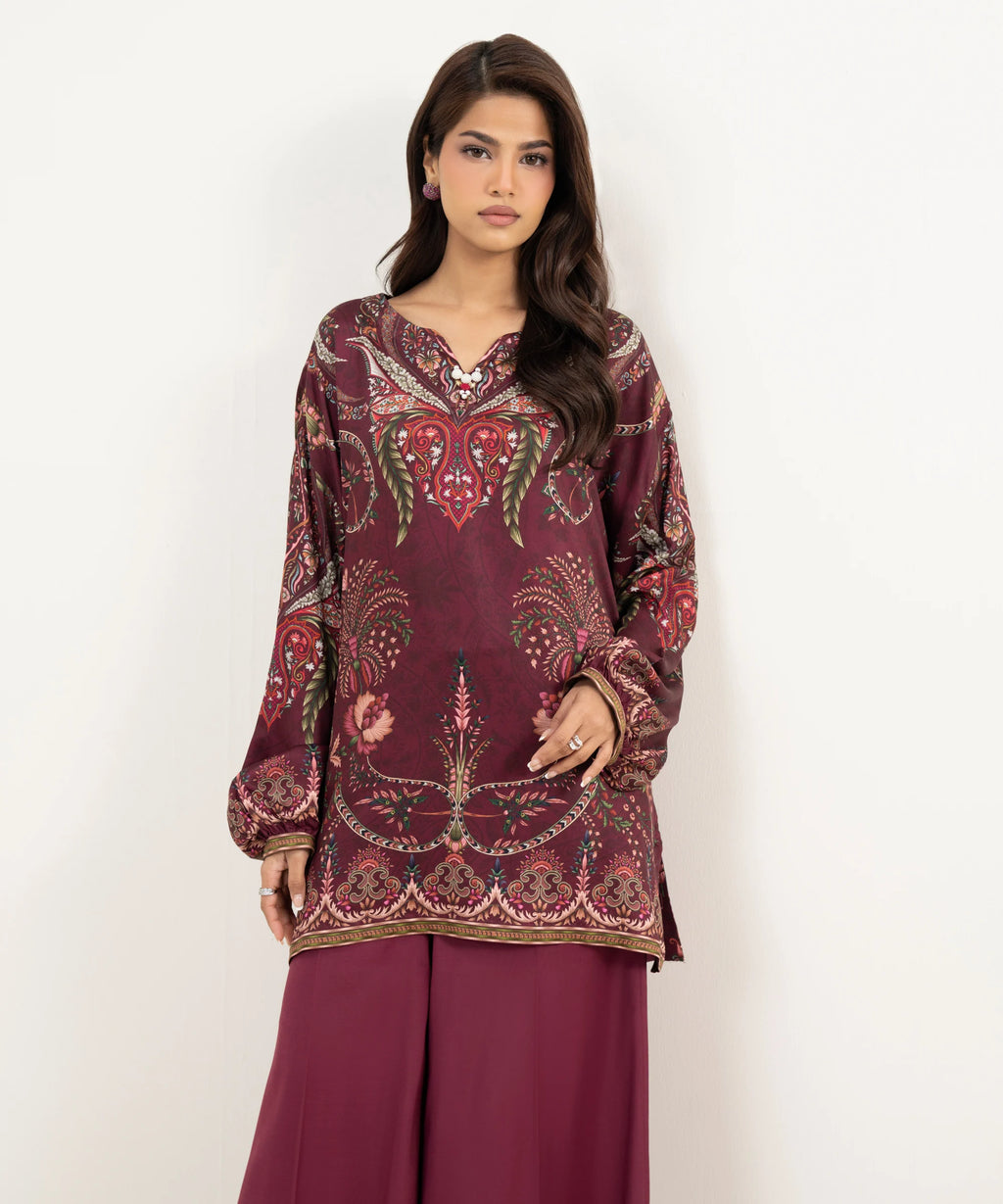 2 Piece - Printed Viscose Satin Suit