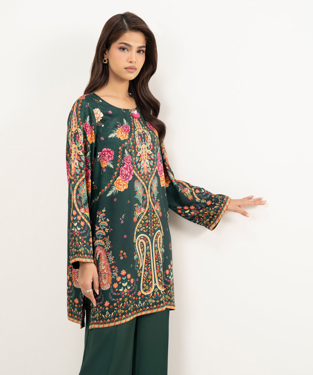 2 Piece - Printed Viscose Satin Suit