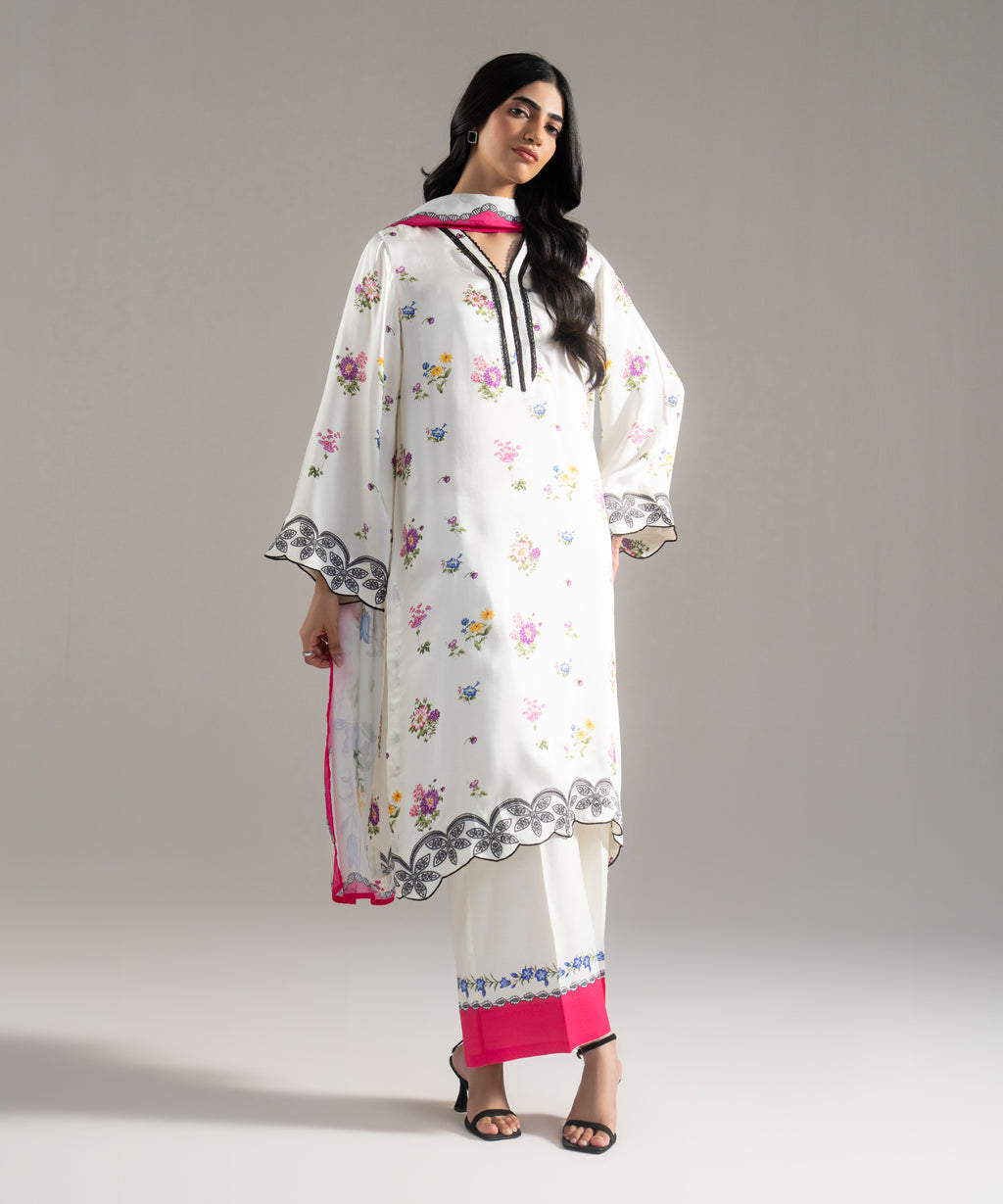 3 Piece - Printed Charmeuse Suit