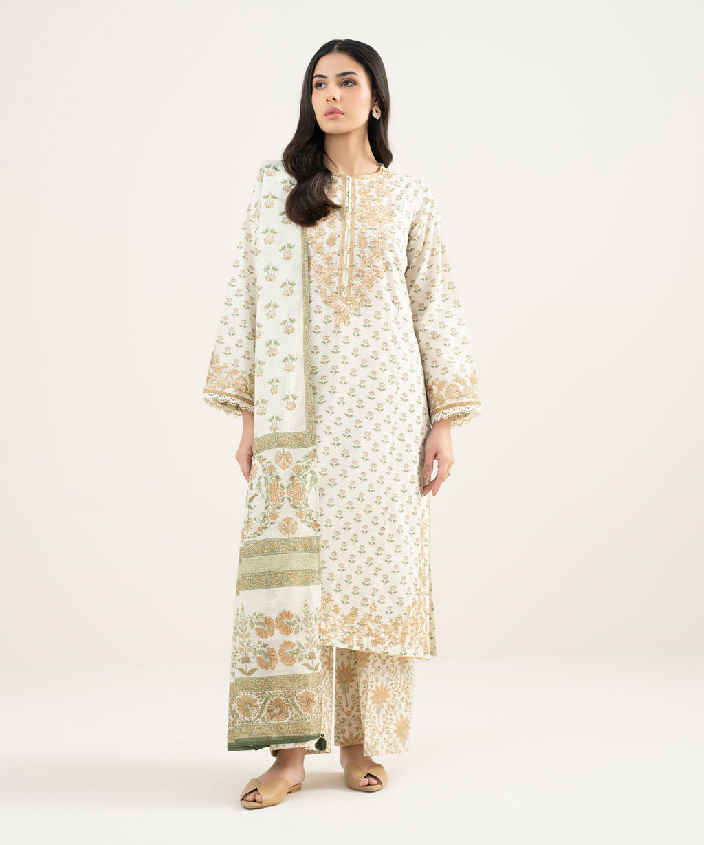 Printed Mint Green Dupatta.