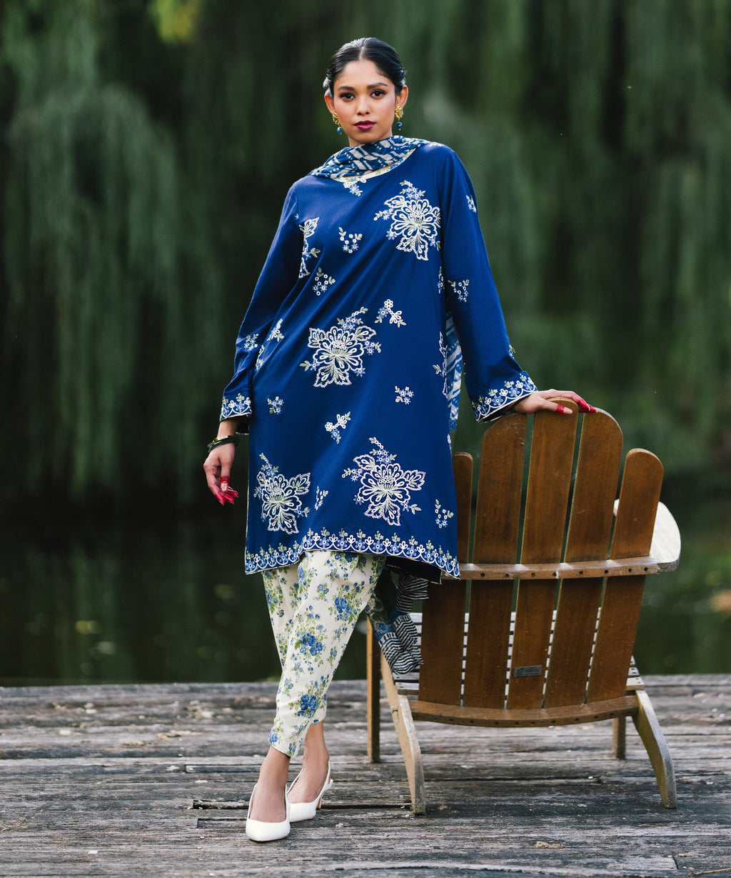 3 Piece - Embroidered Dobby Suit