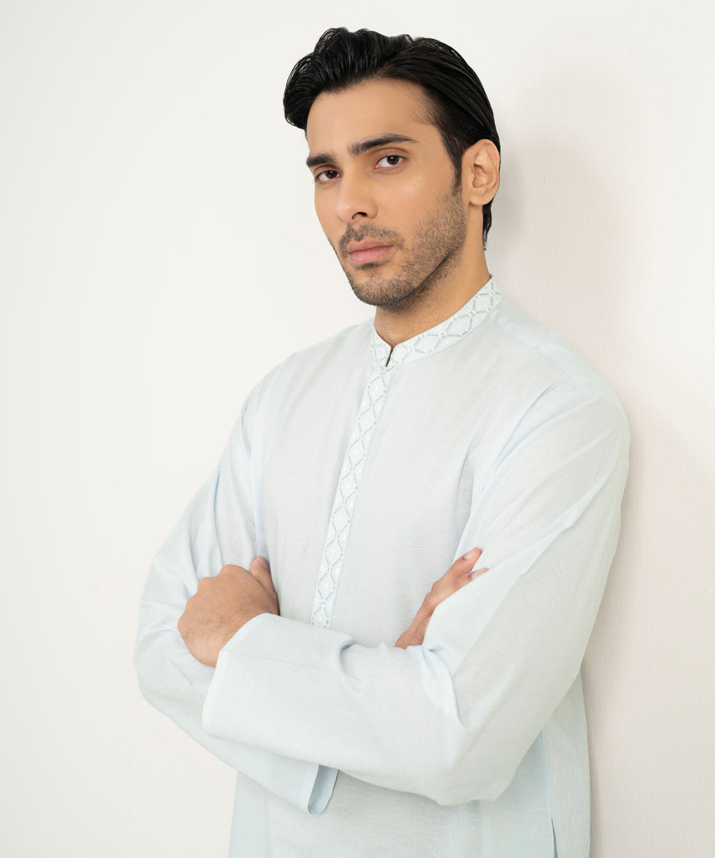 Embroidered Cotton Dobby Kurta
