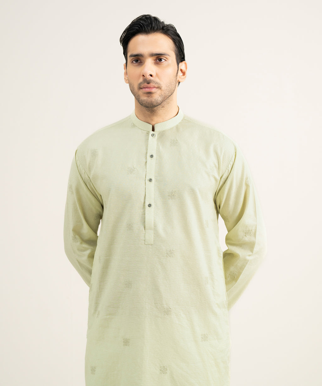 Embroidered Cotton Dobby Kurta