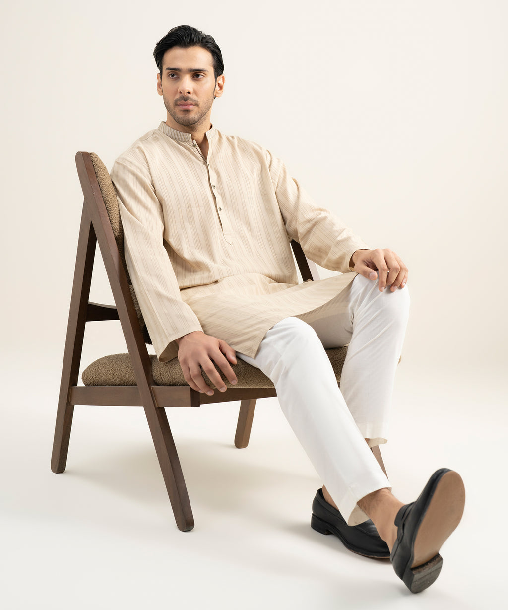 Embroidered Leno Jacquard Kurta