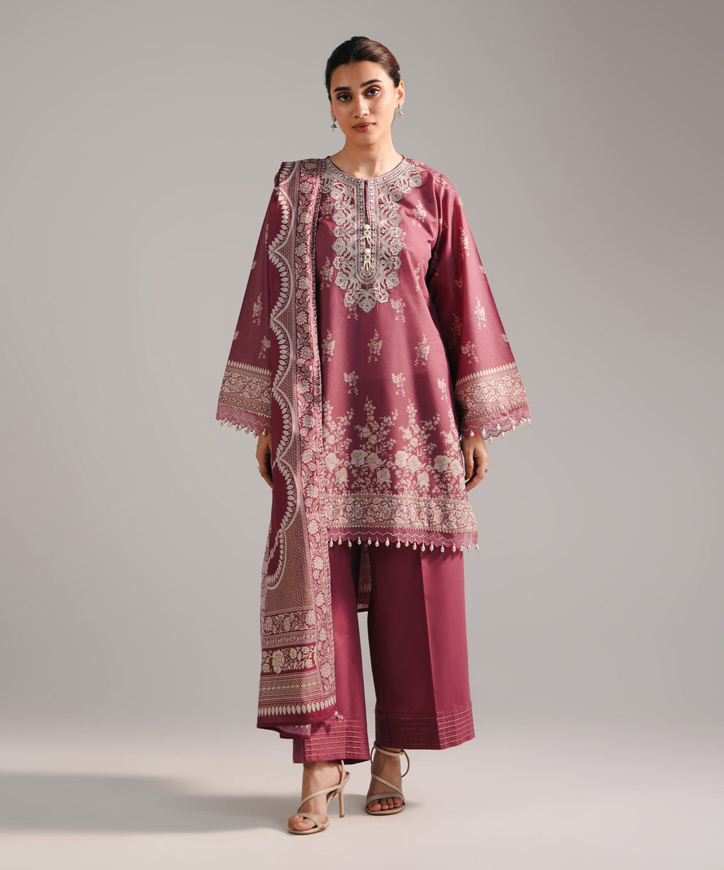 3 Piece - Embroidered Zari Lawn Suit