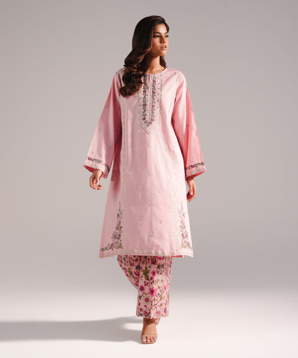 2 Piece - Embroidered Crosshatch Suit
