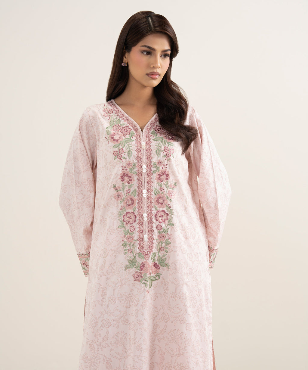 Embroidered Cotton Satin Shirt