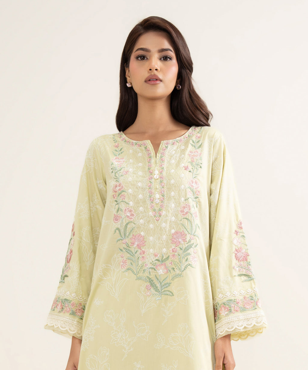 Embroidered Cotton Satin Shirt